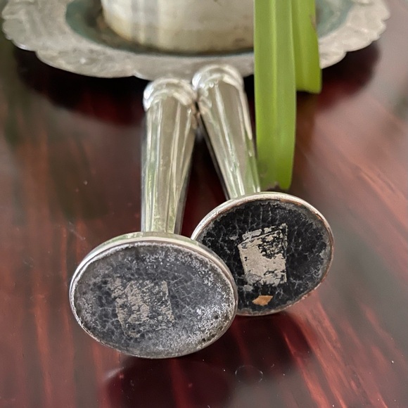 Vintage Silver Plated Art Decor Style Salt & Pepper Shaker Set 6” - Picture 2 of 10